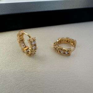 17mm CZ Small Gold Hoop Earrings for Women